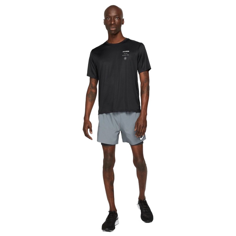 Nike Men’s Dri-FIT Flex Stride Grey & Black Shorts 5in Size S - Picture 2 of 12